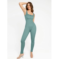 Fashion Zipper Front Slit Sports Sauna Jumpsuit