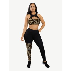 Conjunto Fitness Leopard-print e Black Splice